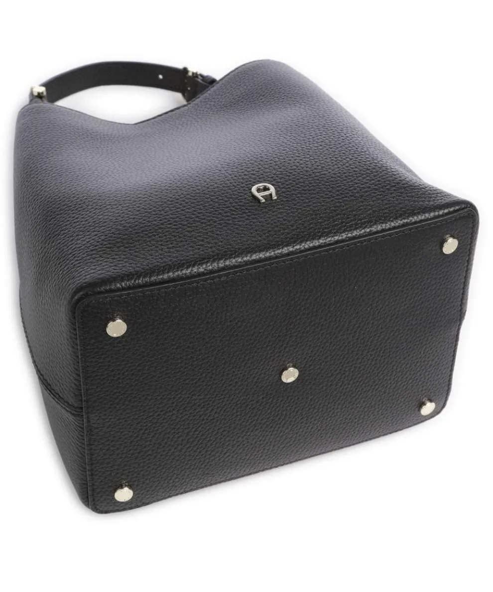 Delia S Bucket bag grained cow leather black