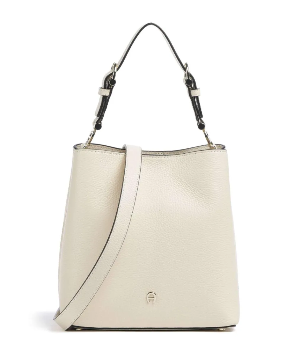 Delia S Bucket bag grained cow leather cream