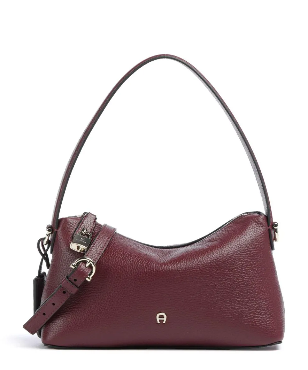 Delia S Shoulder bag grained cow leather dark red
