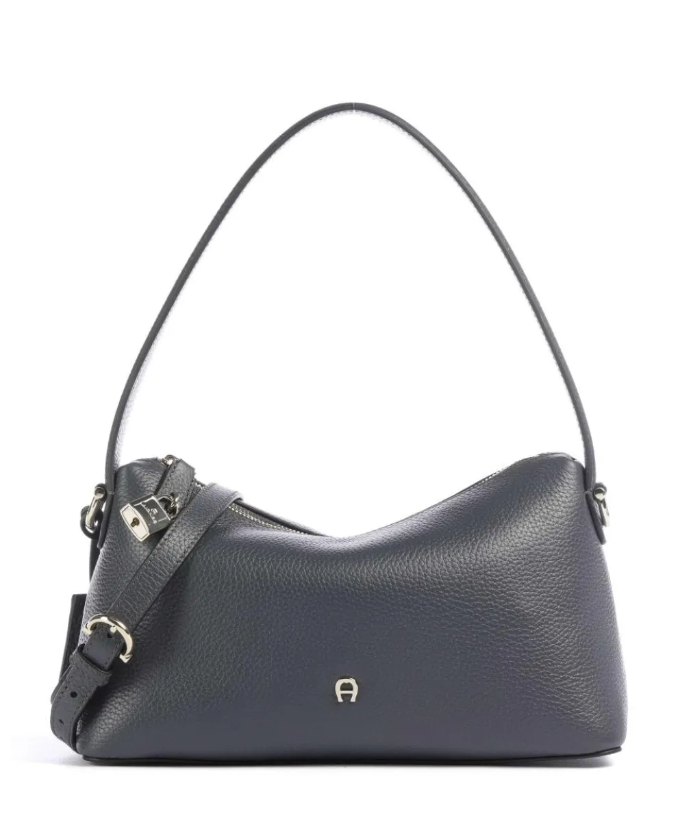 Delia S Shoulder bag grained cow leather dark grey