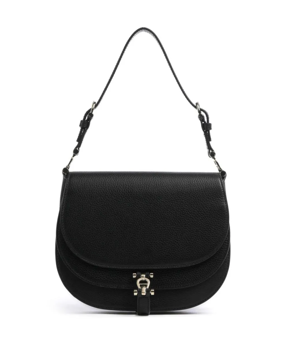 Delia S Shoulder bag grained cow leather black