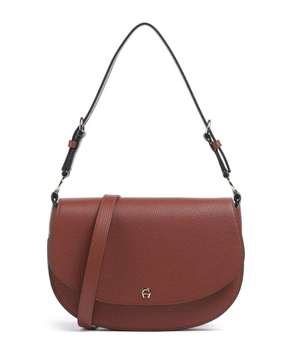 Delia S Shoulder bag grained cow leather brown