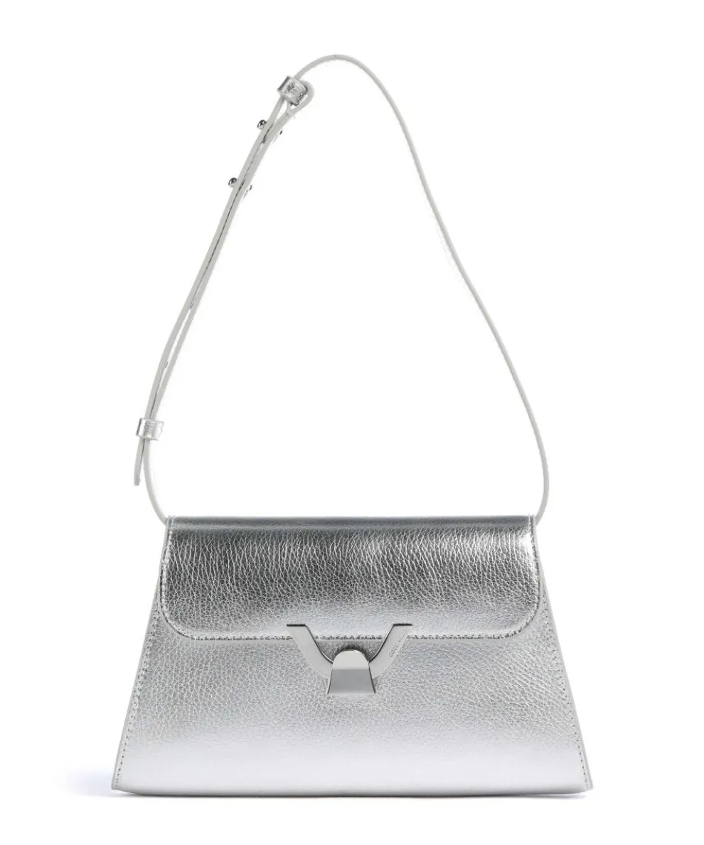 Dew Shoulder bag grained cow leather silver