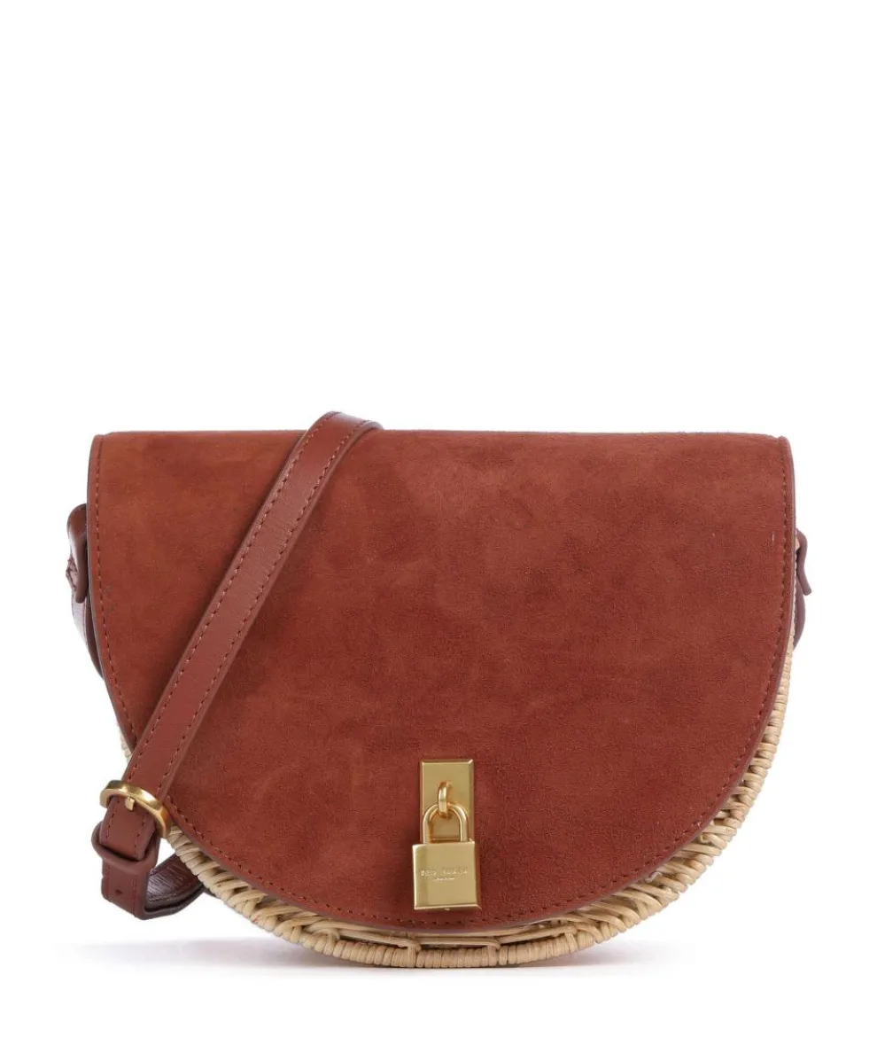 Oxfordd Crossbody bag rattan, brushed cow leather brown/beige