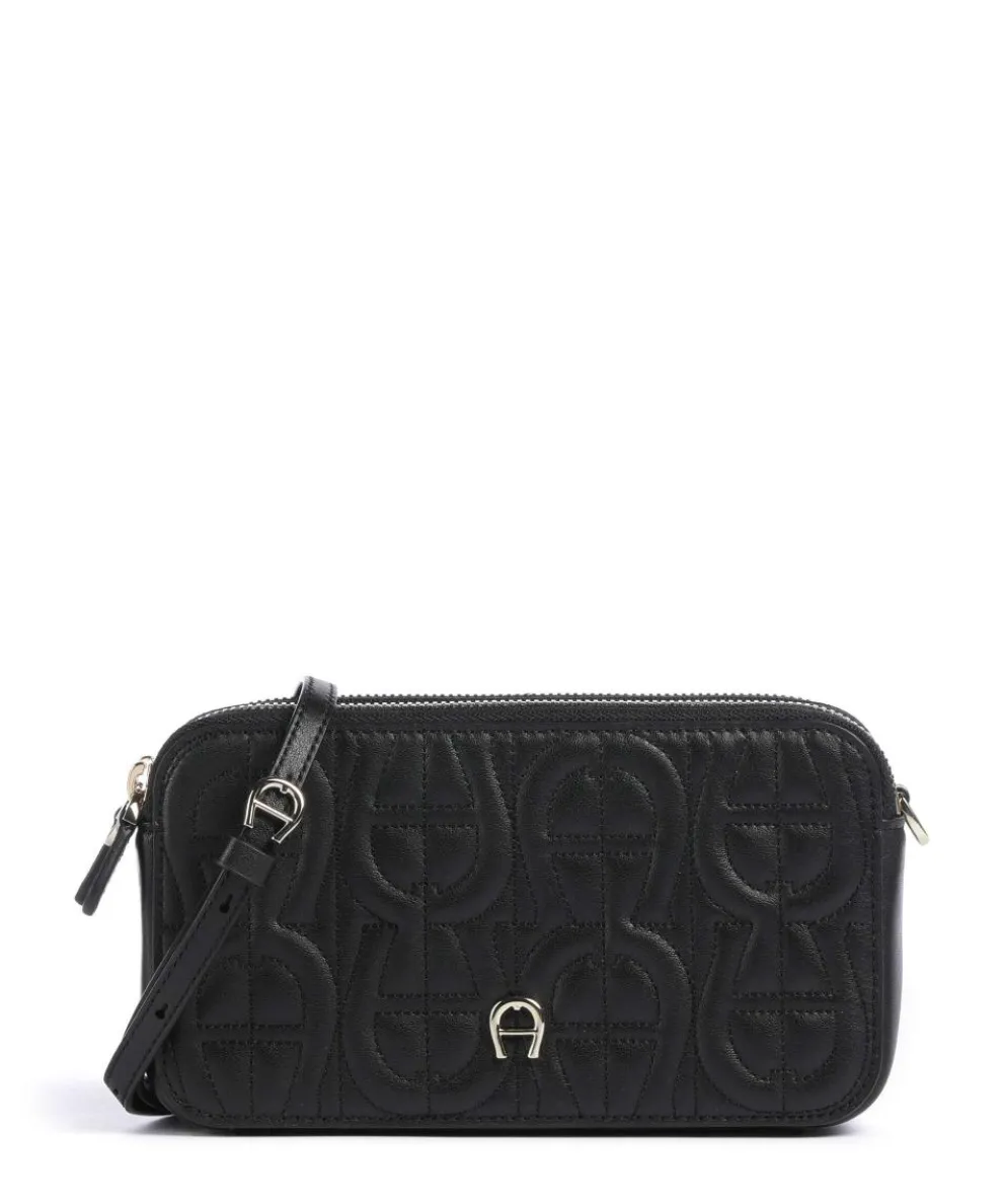 Diadora Phone bag embossed leather black