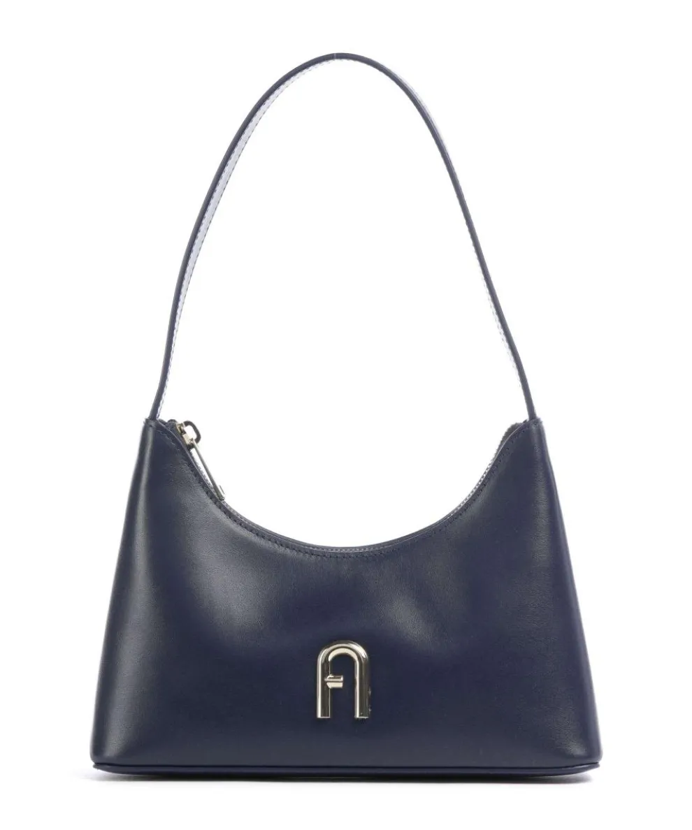 Diamante Mini Shoulder bag fine grain leather navy