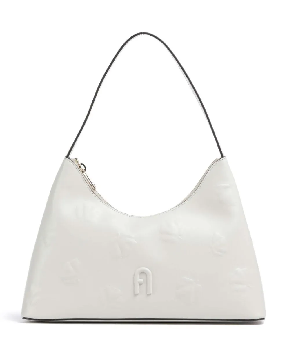 Diamante S Shoulder bag embossed leather white