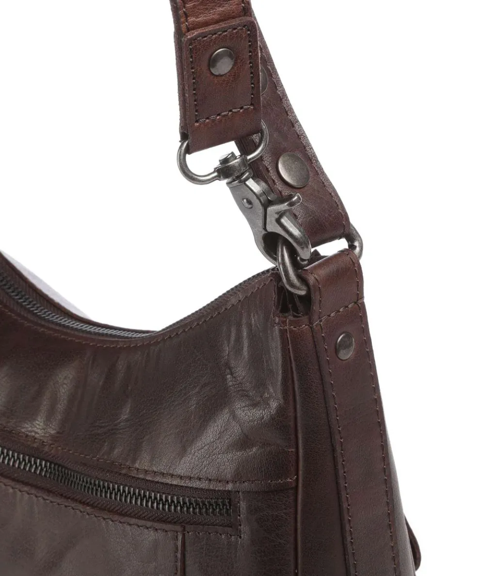 Bronco Candee Hobo bag fine grain leather dark brown