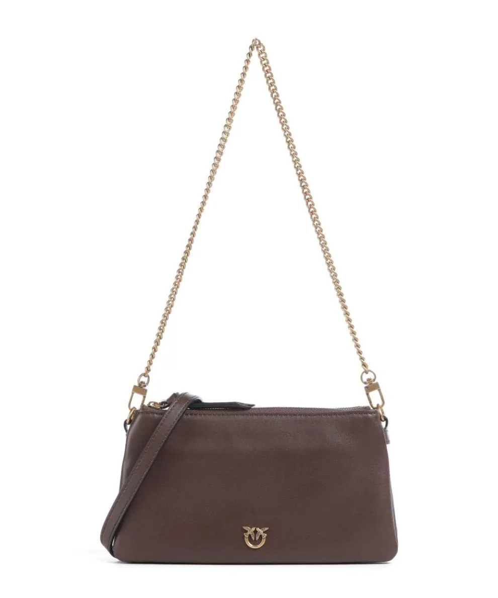 Double Mini Shoulder bag softly grained calfskin dark brown
