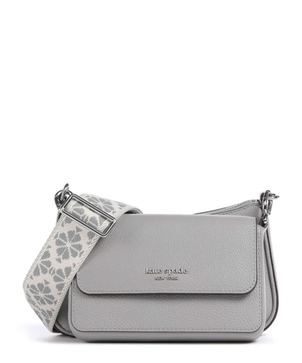 Double Up Crossbody bag grained cow leather grey