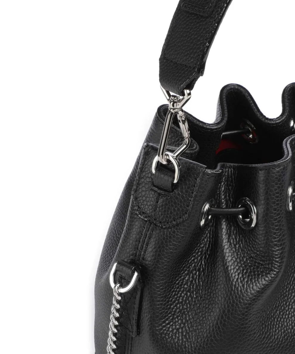Ninon S Bucket bag grained cow leather black