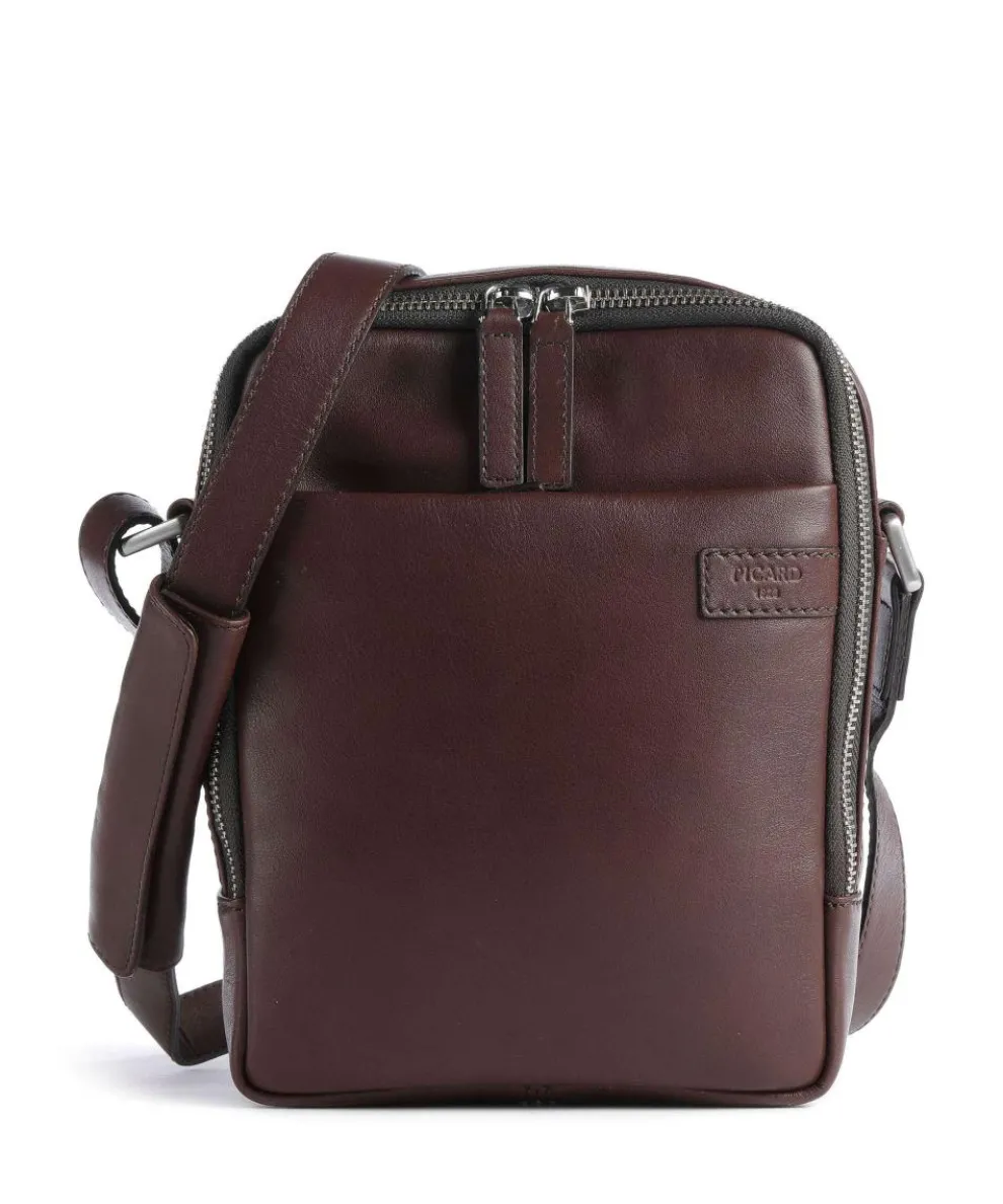 Relaxed Crossbody bag grained cow leather dark brown