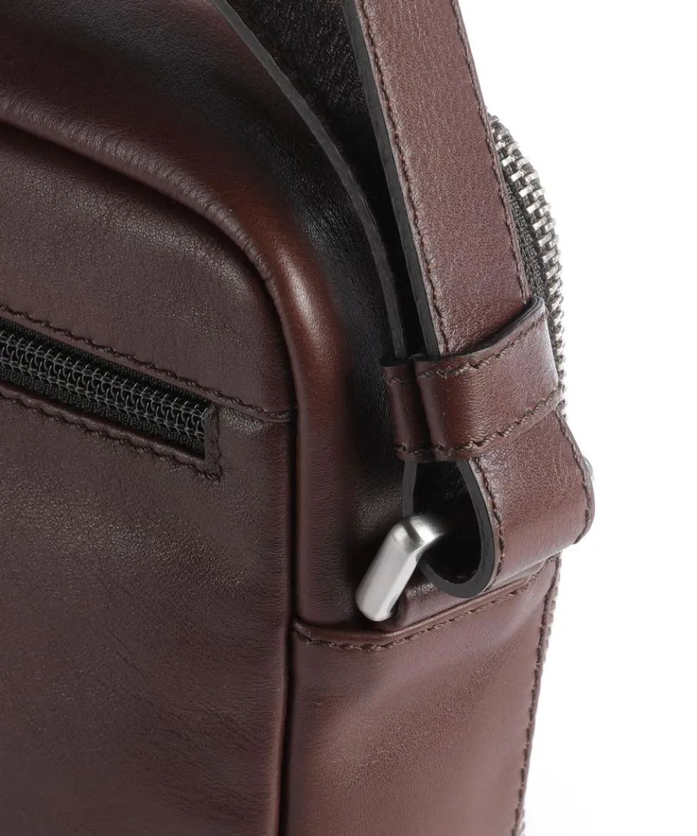 Relaxed Crossbody bag grained cow leather dark brown