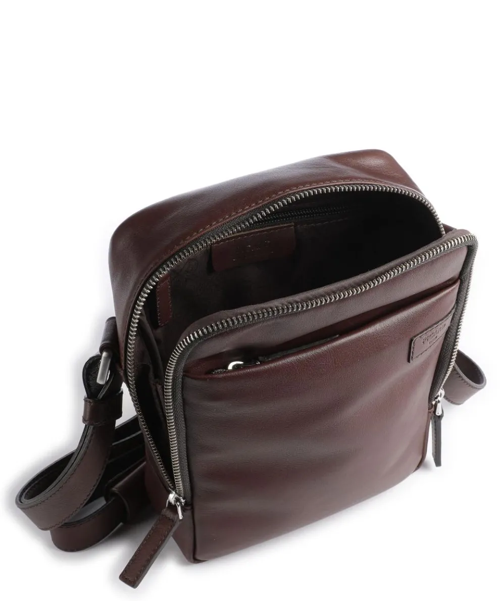 Relaxed Crossbody bag grained cow leather dark brown