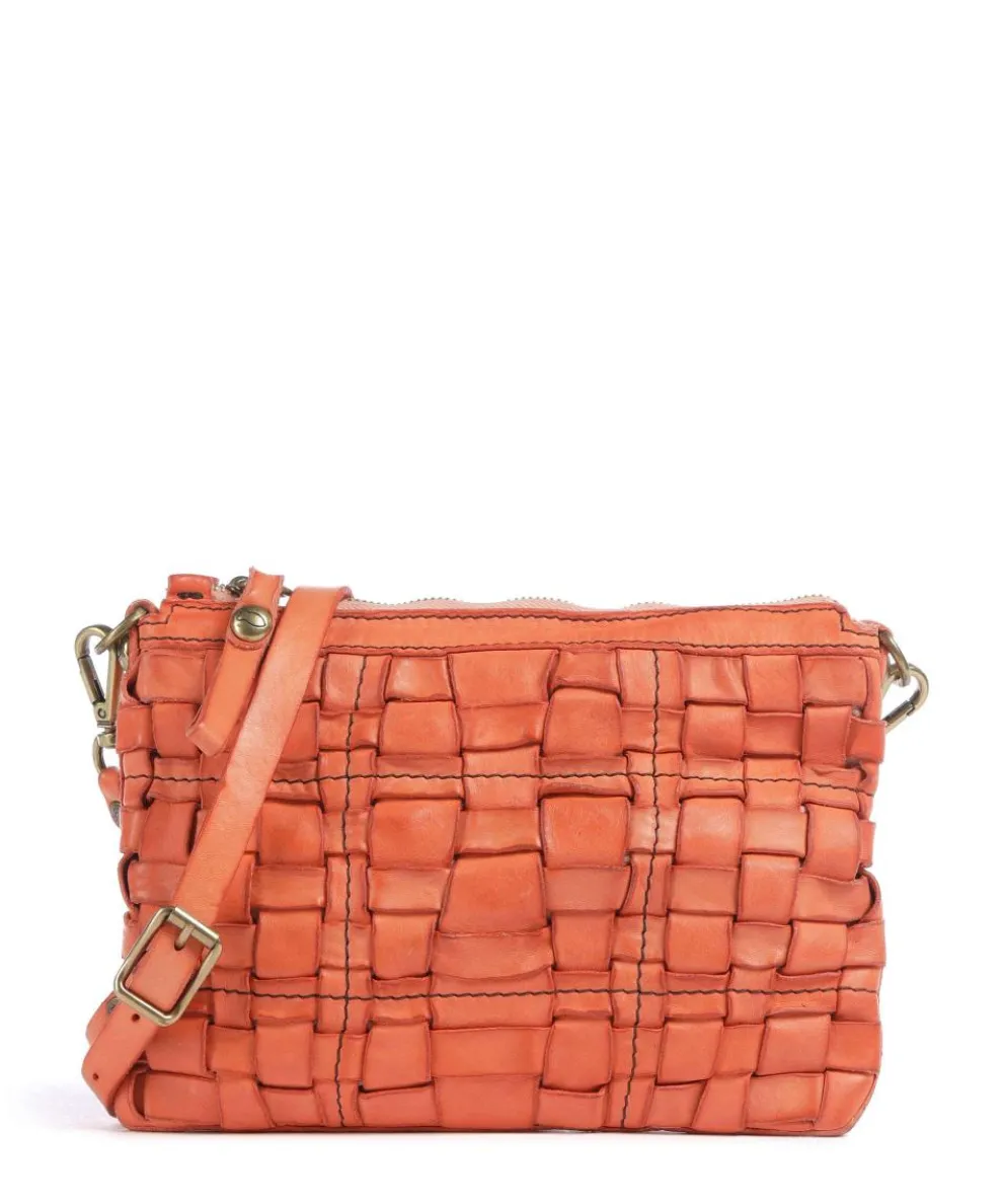 Crossbody bag grained cow leather orange