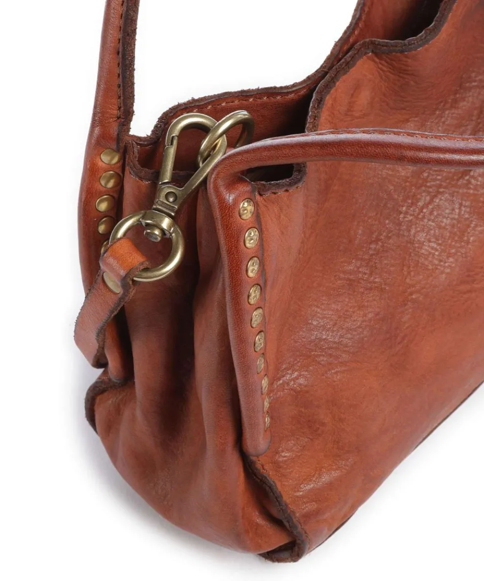 Crossbody bag fine grain cow leather cognac