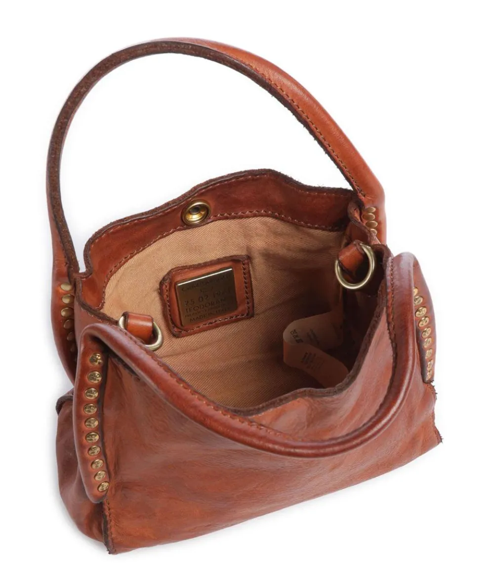 Crossbody bag fine grain cow leather cognac