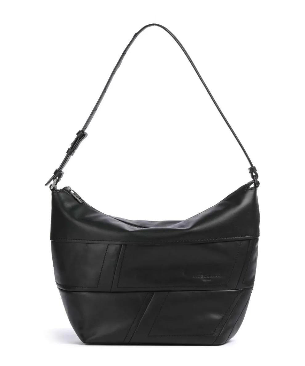 Edda Calf Optic M Hobo bag fine grain cow leather black