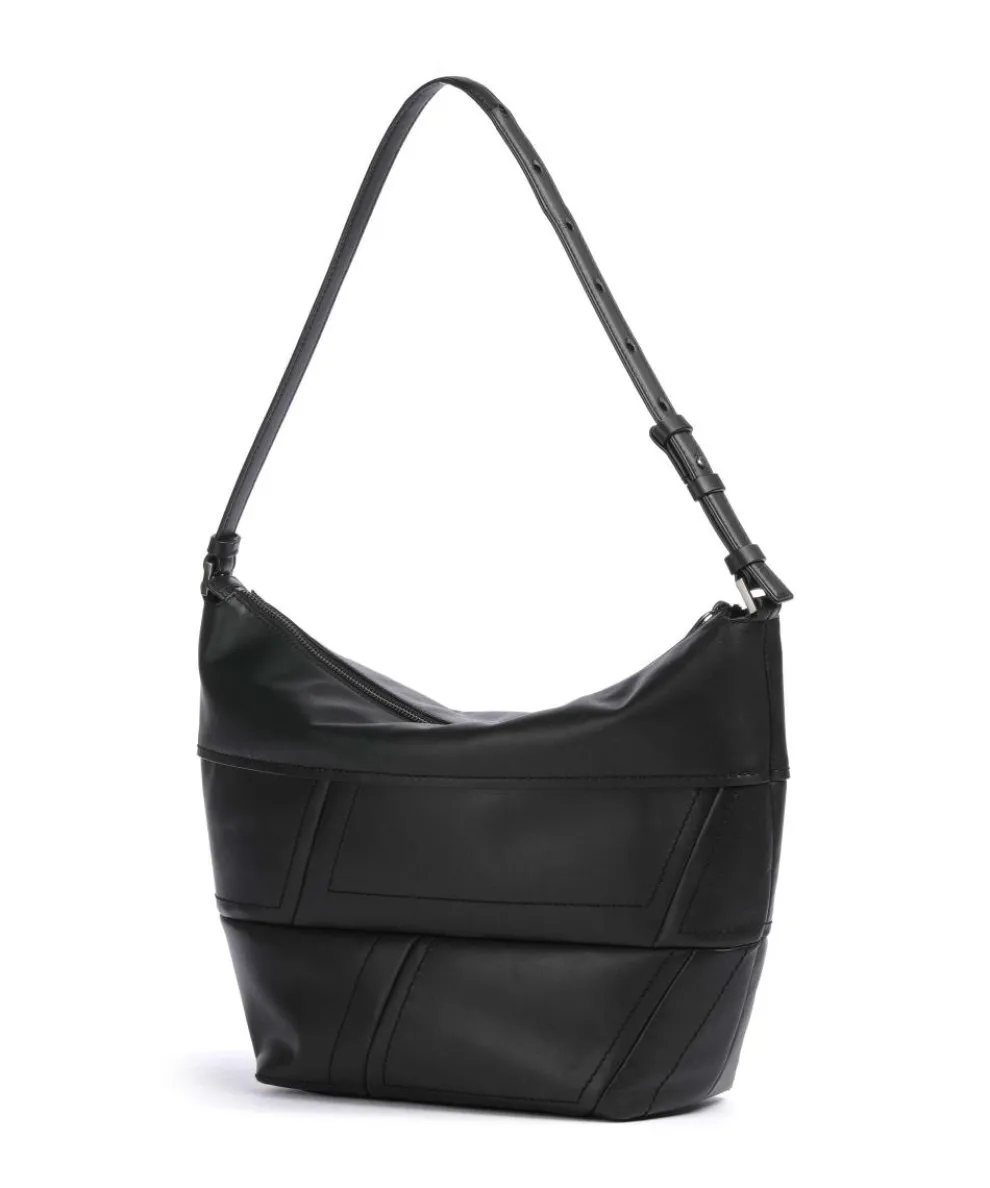 Edda Calf Optic M Hobo bag fine grain cow leather black