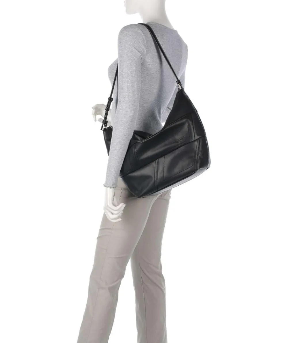 Edda Calf Optic M Hobo bag fine grain cow leather black