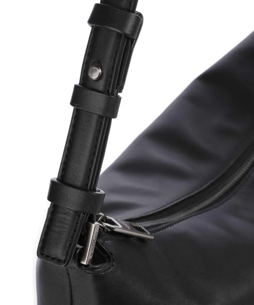 Edda Calf Optic M Hobo bag fine grain cow leather black