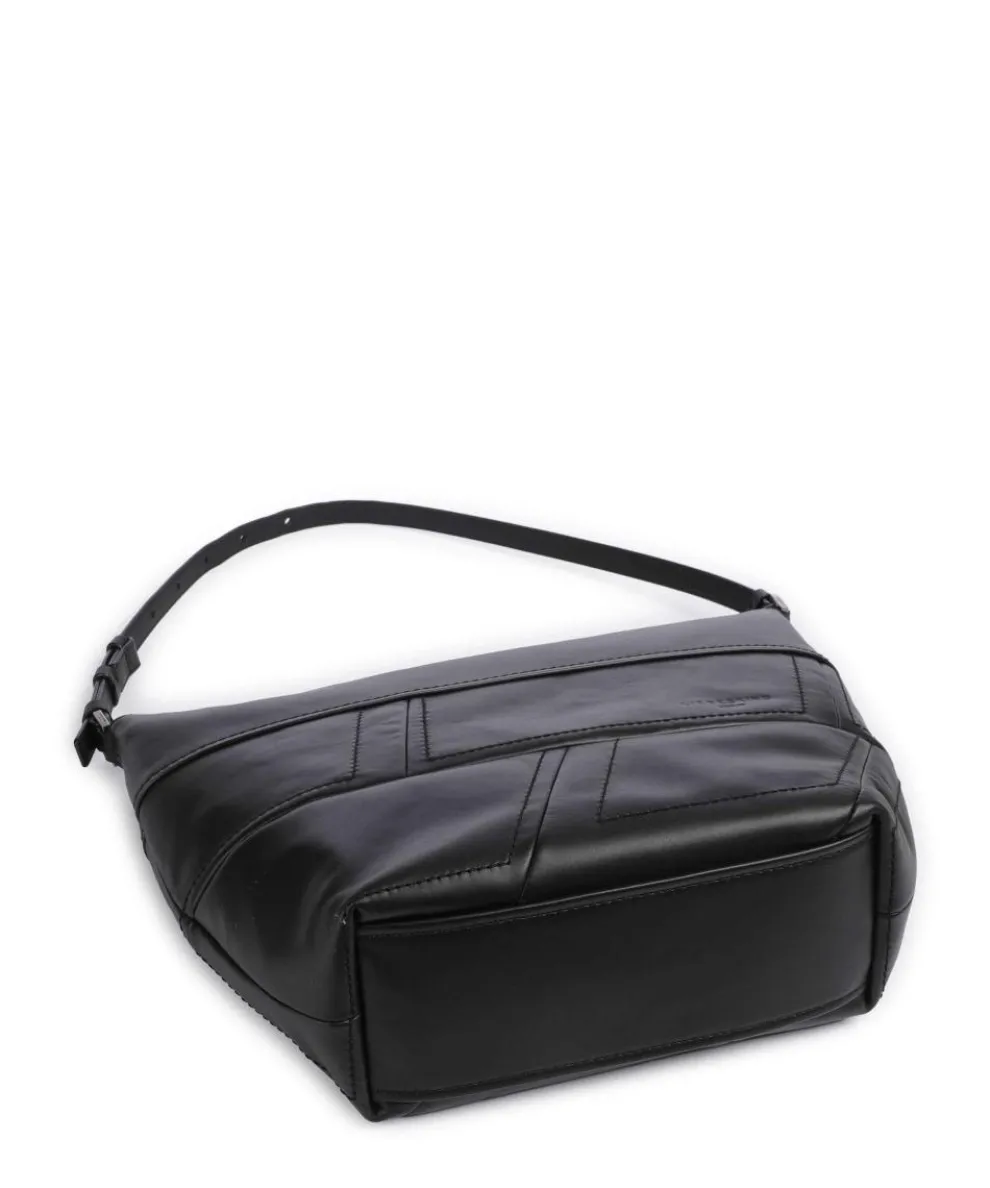 Edda Calf Optic M Hobo bag fine grain cow leather black