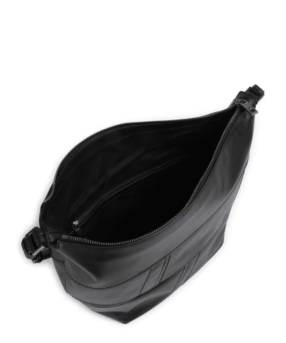 Edda Calf Optic M Hobo bag fine grain cow leather black