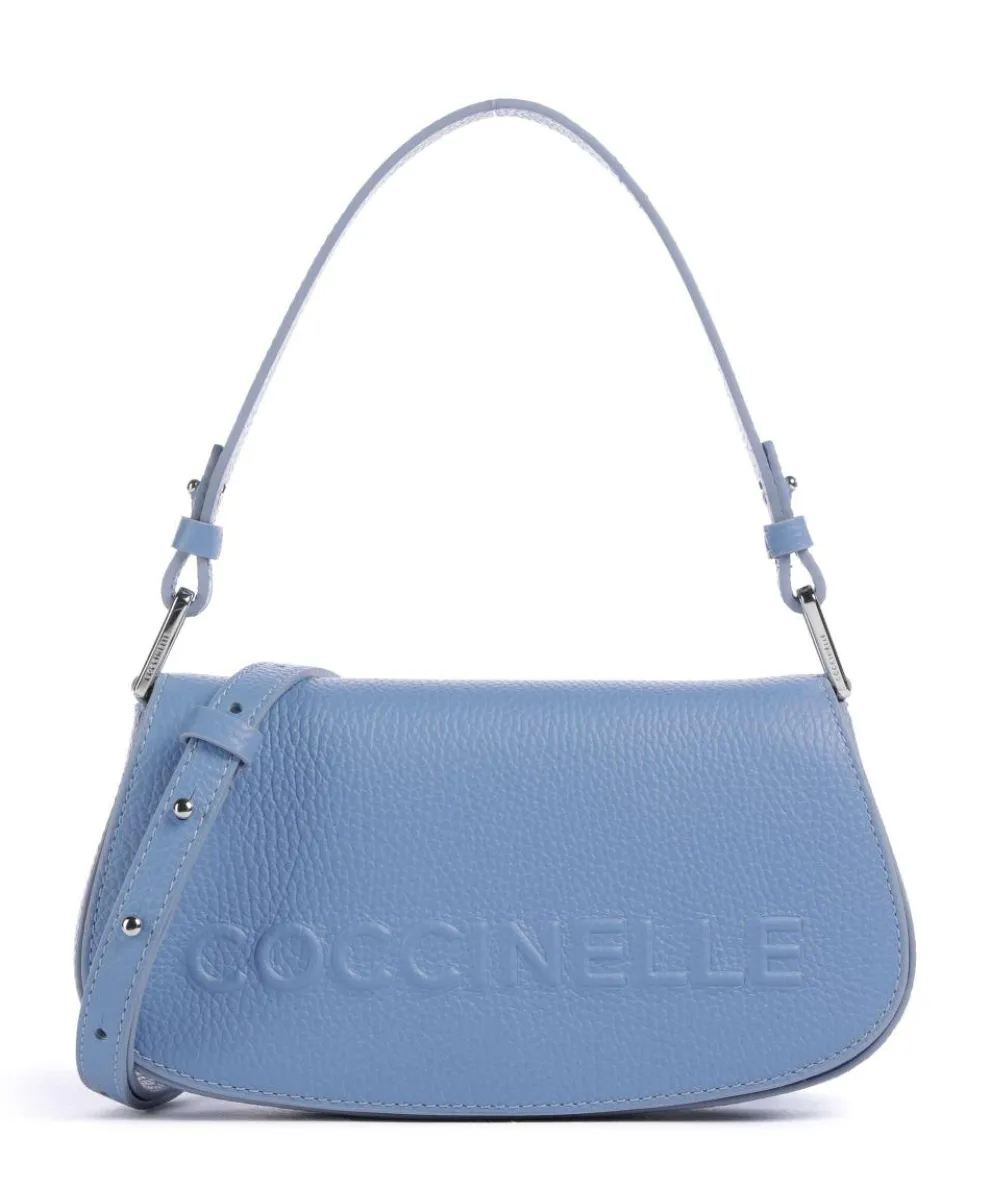 Myrtha Maxi Logo Shoulder bag grained leather blue