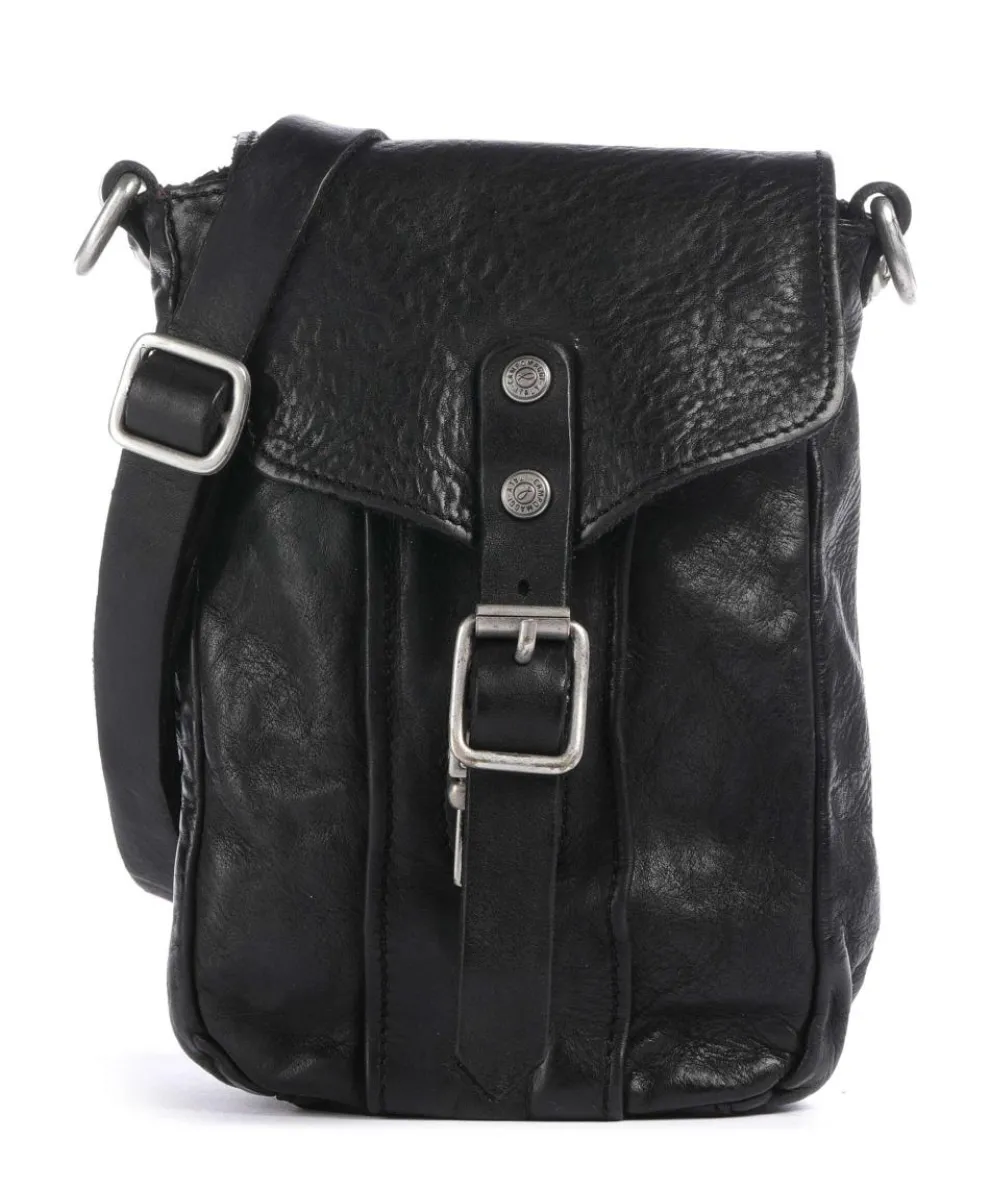 Crossbody bag fine grain cow leather black