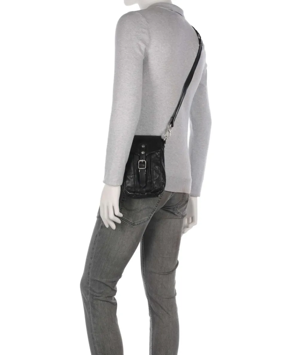 Crossbody bag fine grain cow leather black