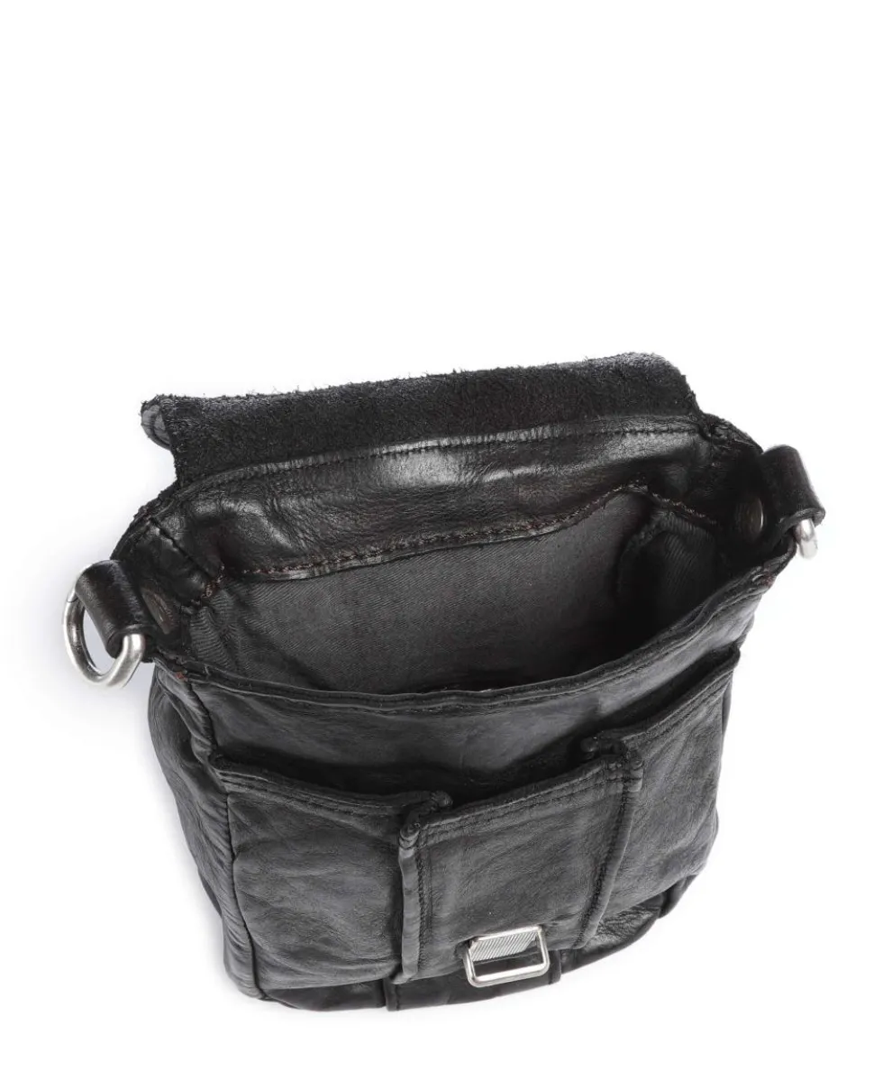 Crossbody bag fine grain cow leather black