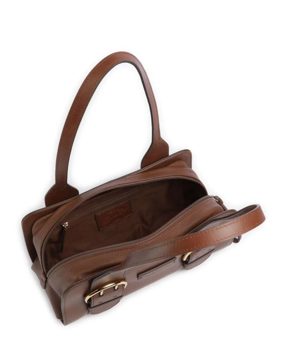 Elena Shoulder bag fine grain cow leather brown
