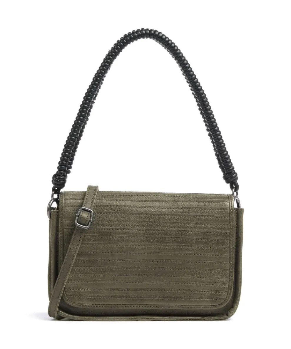Enna Shoulder bag grained leather greygreen