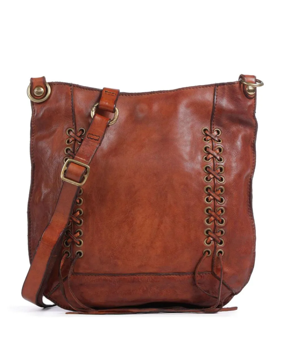 Crossbody bag grained cow leather cognac