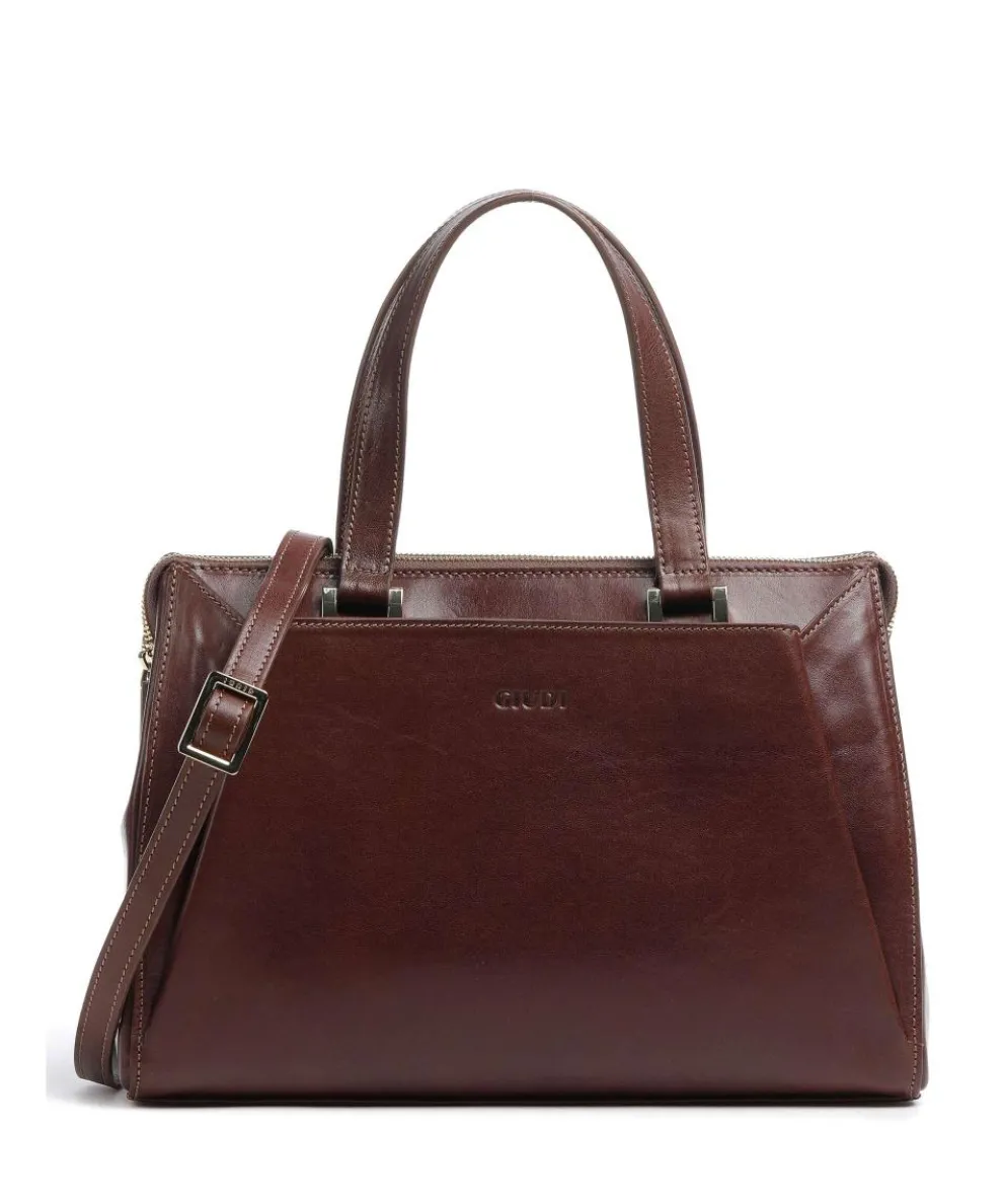 Crown Handbag fine grain cow leather brown