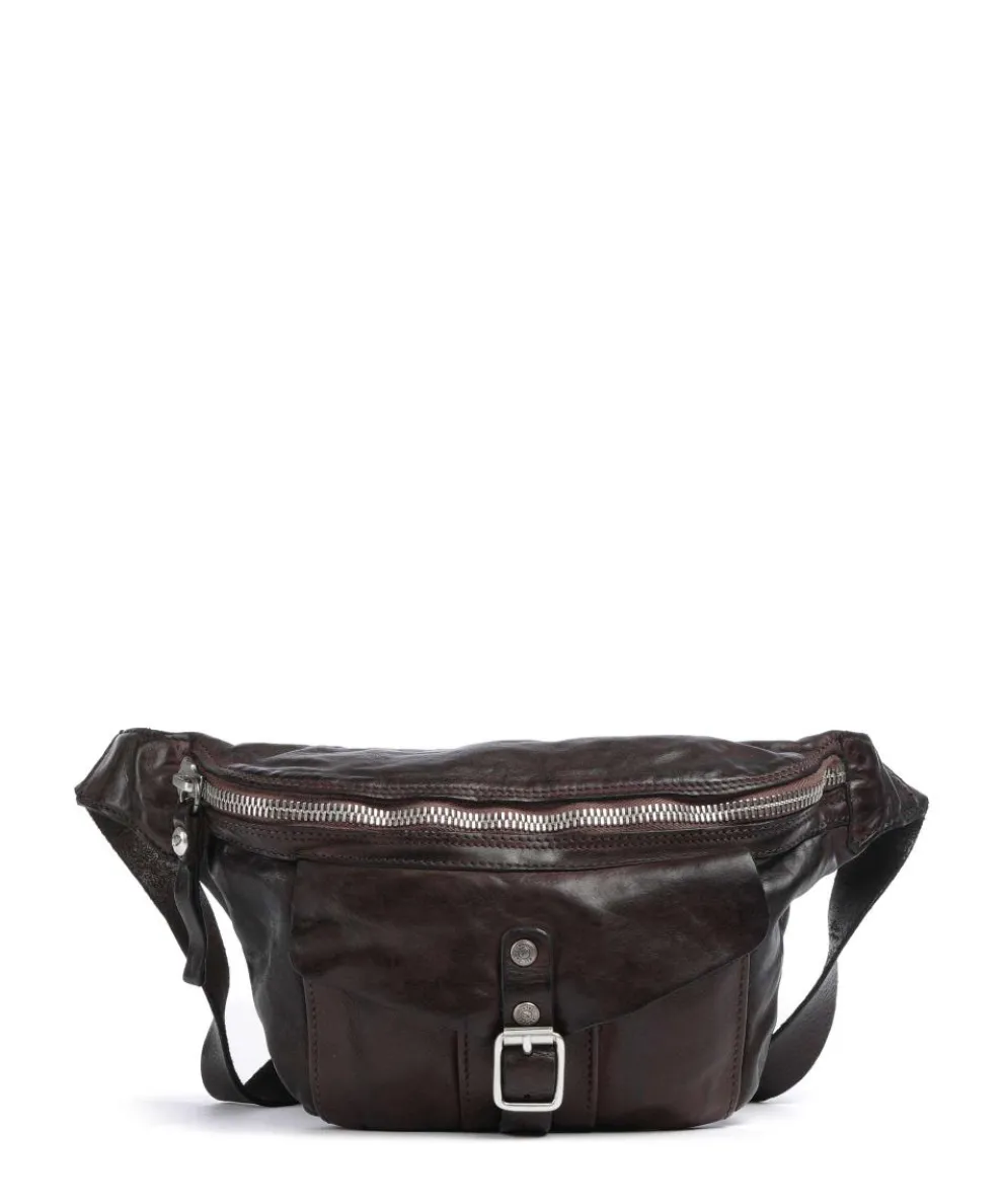 Fanny pack fine grain cow leather dark brown