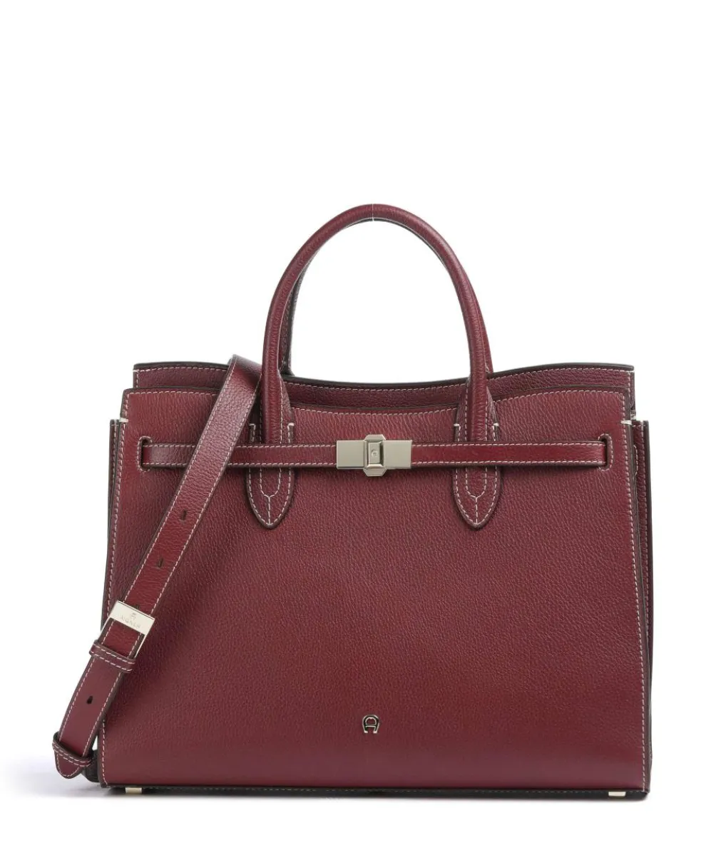 Farah L Handbag grained cow leather dark red