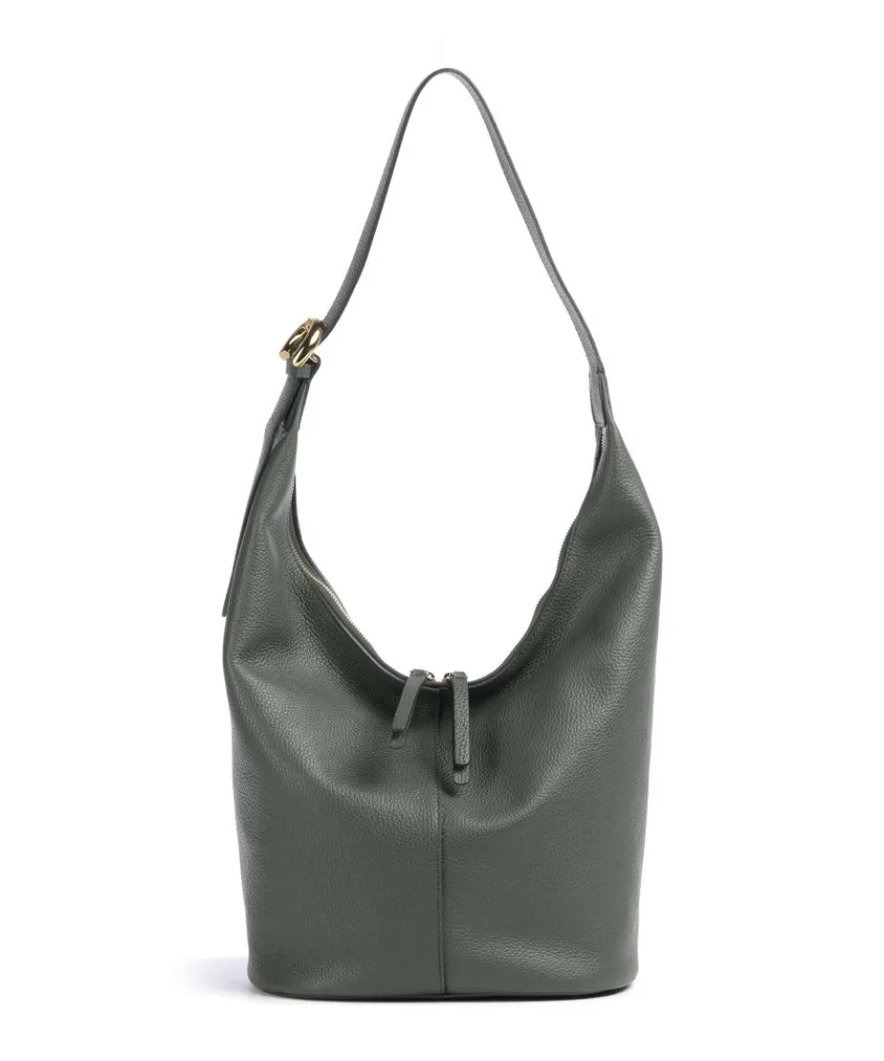 Fernanda Hobo bag grained leather dark green