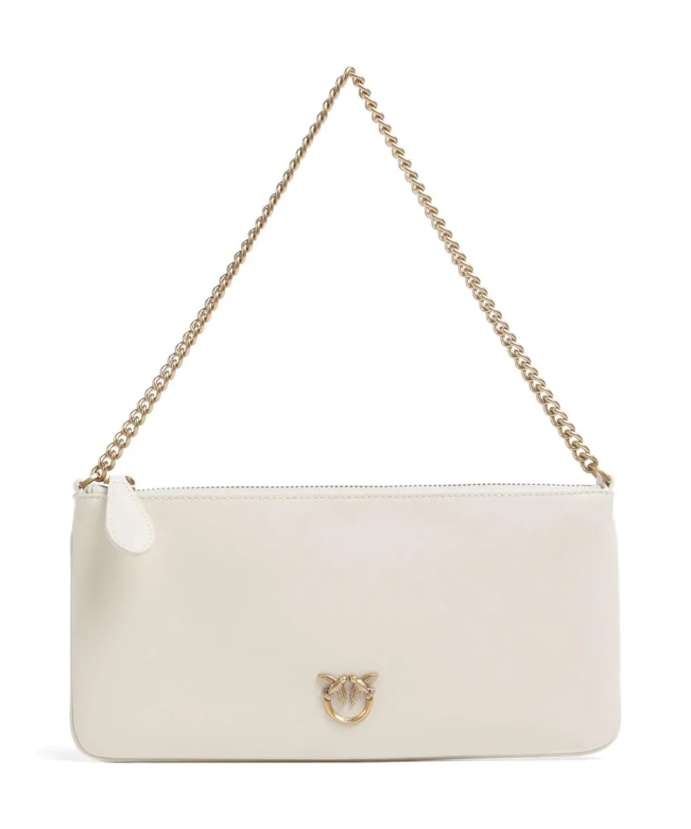 Flat Horizontal Shoulder bag fine grain cow leather ivory