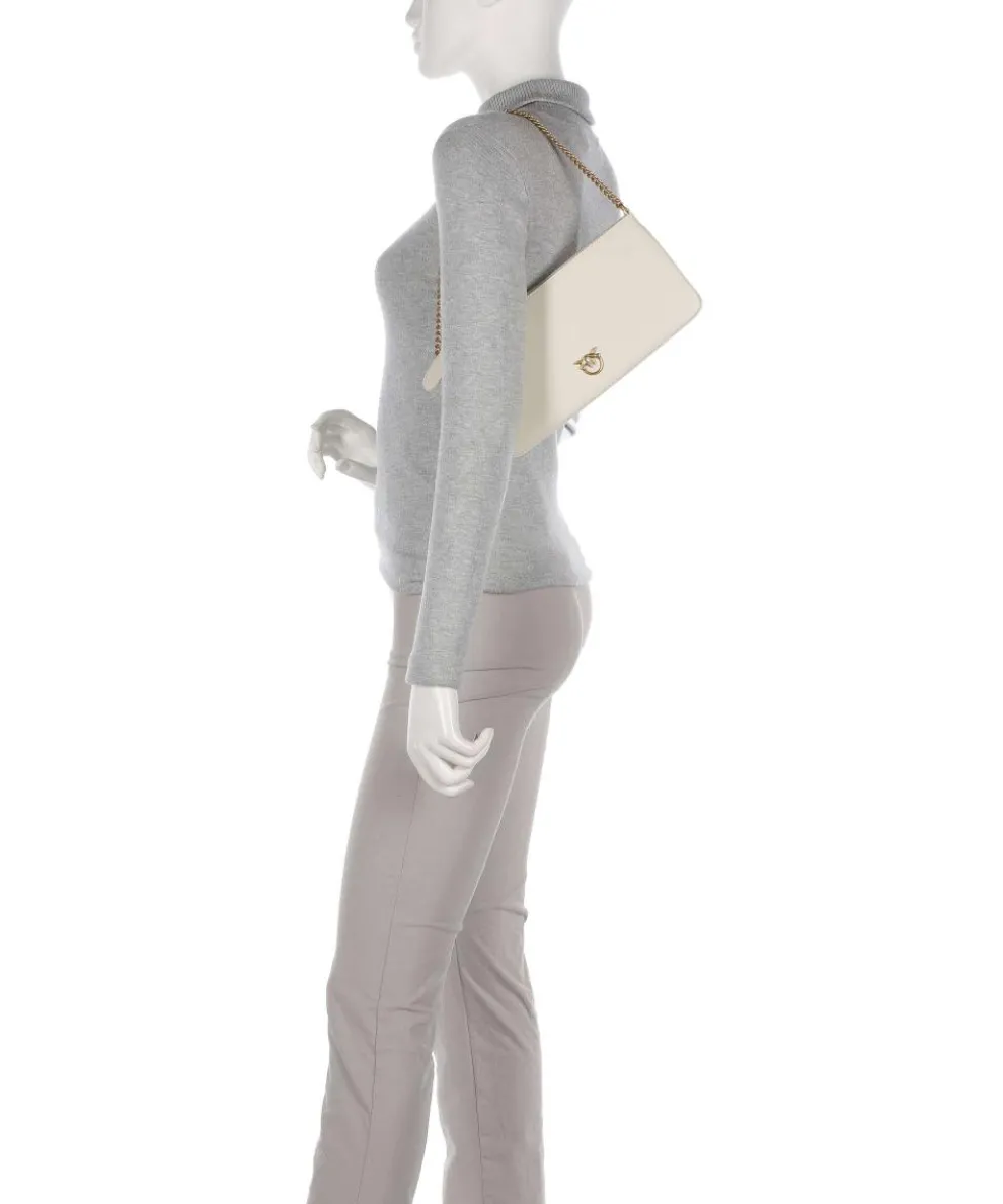 Flat Horizontal Shoulder bag fine grain cow leather ivory