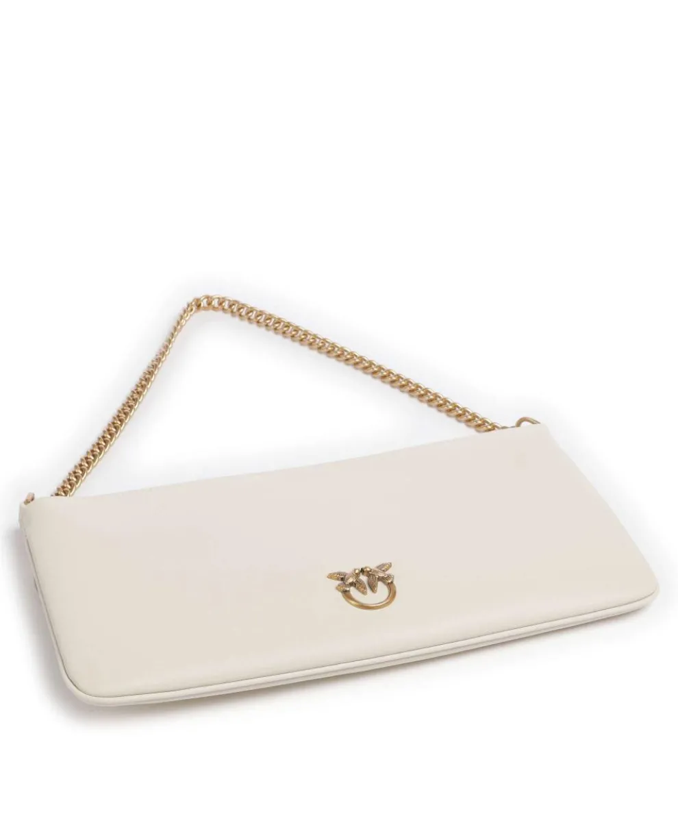 Flat Horizontal Shoulder bag fine grain cow leather ivory