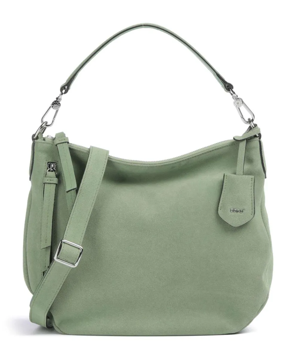 Suede Juna Hobo bag brushed cow leather green