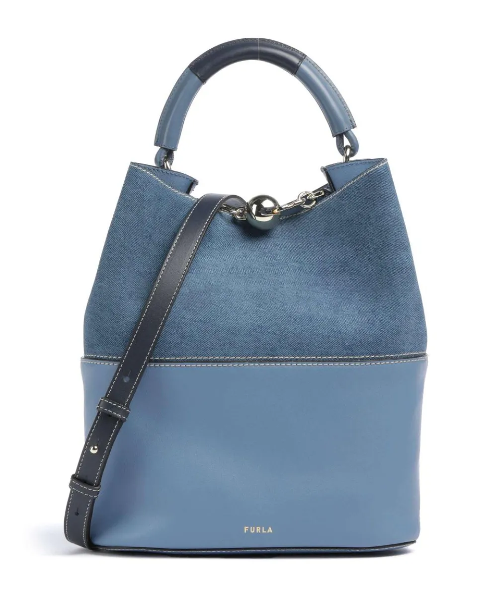 Sfera S Bucket bag leather blue-grey