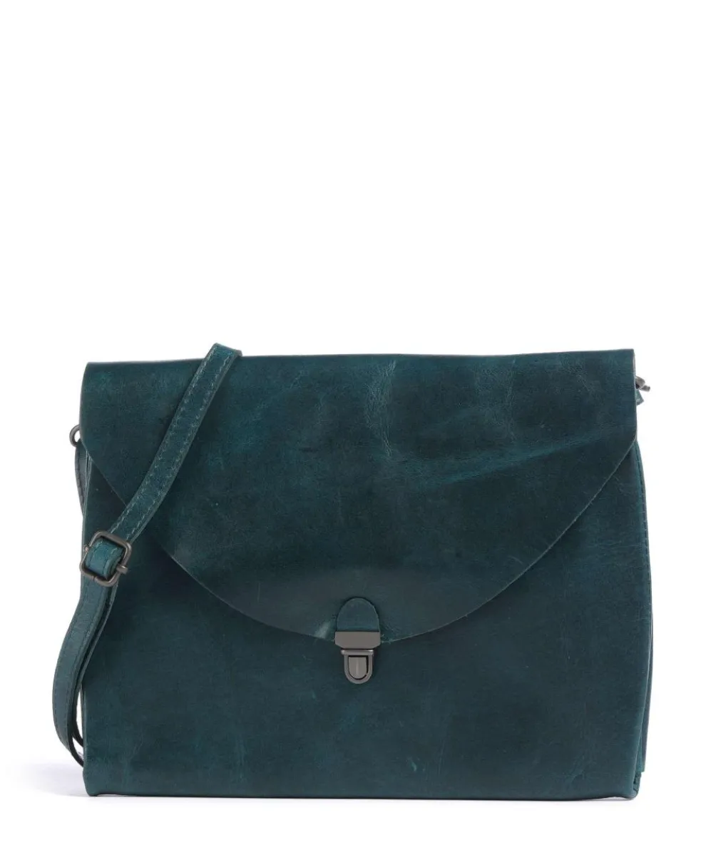 Fold Crossbody bag fine grain cow leather petrol