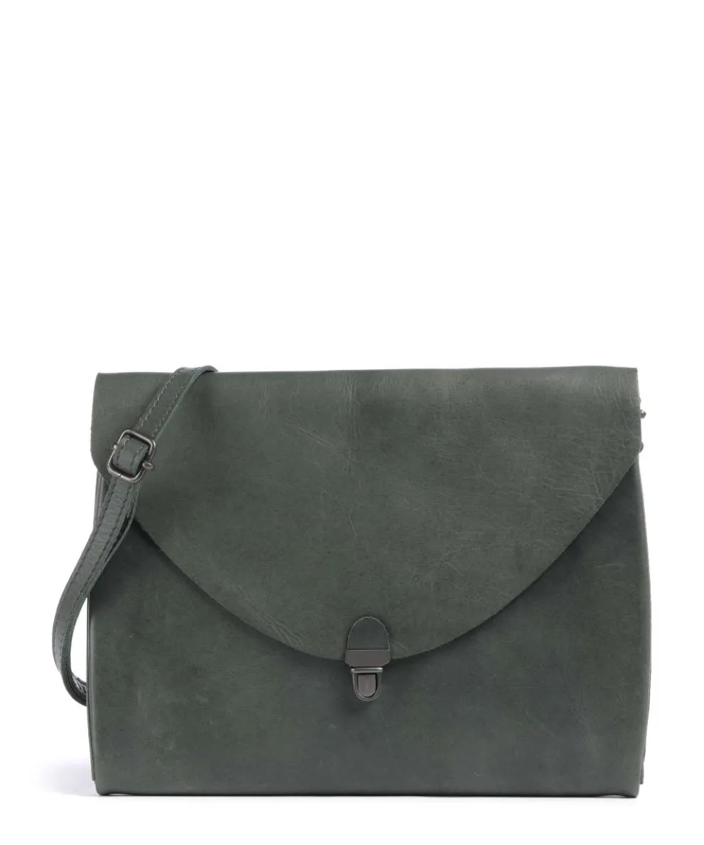 Fold Crossbody bag fine grain cow leather green