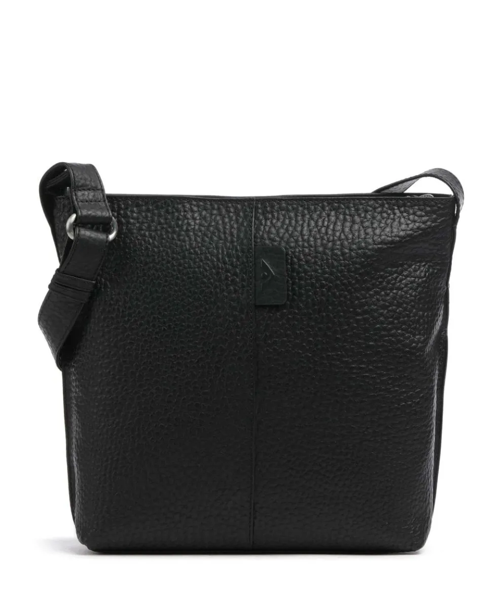 Hirsch Bianca Crossbody bag grained leather black