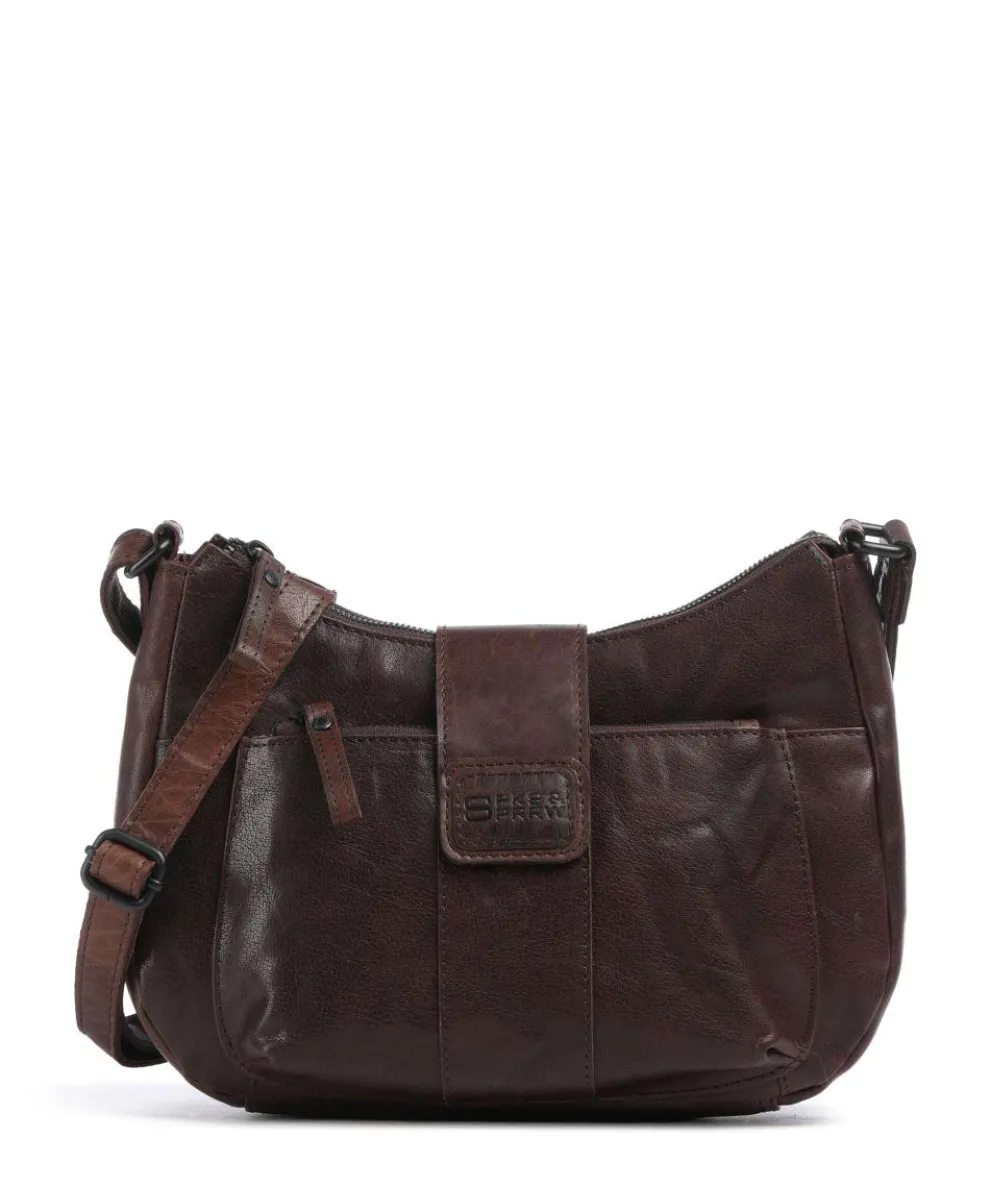 Bronco Carlia Crossbody bag fine grain leather dark brown