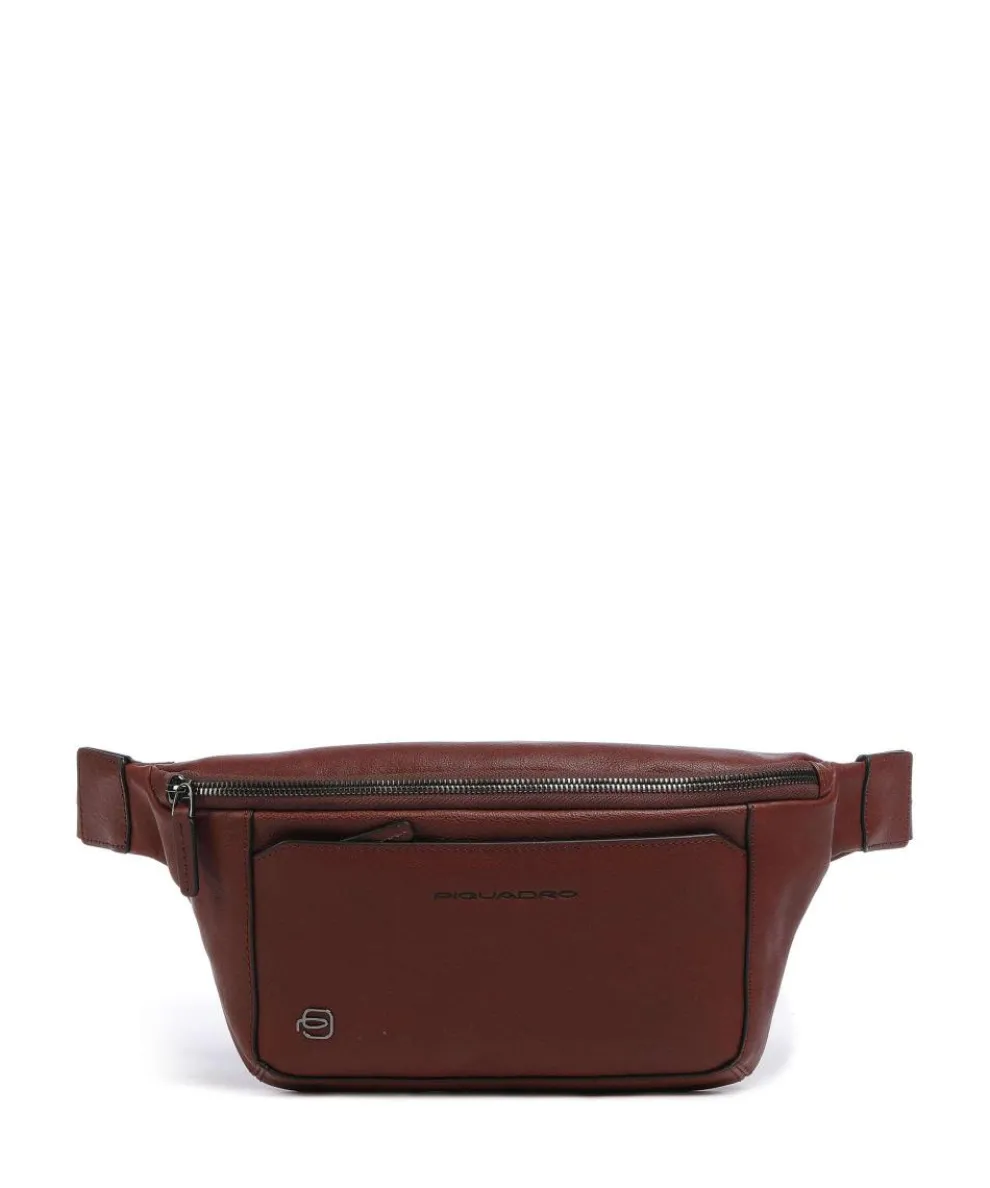 Black Square Fanny pack grained cow leather brown