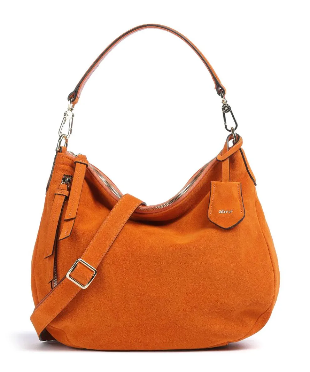 Suede Juna Hobo bag brushed cow leather orange