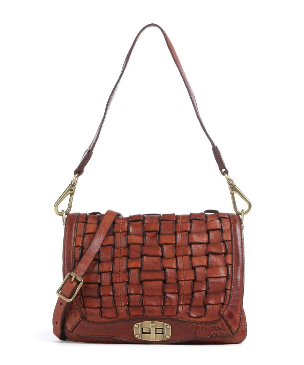Shoulder bag fine grain cow leather cognac